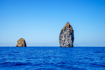 Rocks between Lipari and Volcano, Aeolian Islands, Sicily, Italy