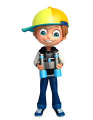 kid boy with binocular