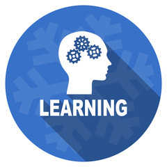 learning blue flat design christmas winter web icon with snowflake