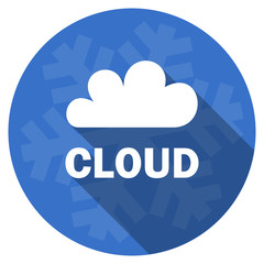 cloud blue flat design christmas winter web icon with snowflake
