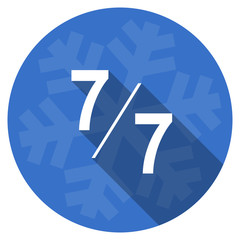 7 per 7 blue flat design christmas winter web icon with snowflake
