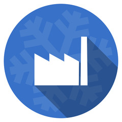 factory blue flat design christmas winter web icon with snowflake