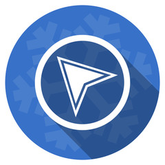 navigation blue flat design christmas winter web icon with snowflake