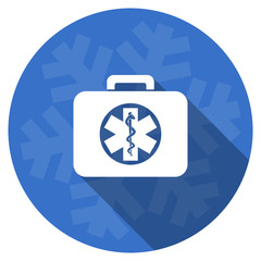 rescue kit blue flat design christmas winter web icon with snowflake