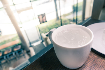 Cold water with ice in White mug
