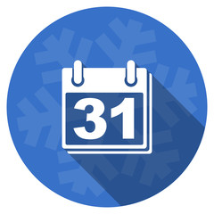 calendar blue flat design christmas winter web icon with snowflake