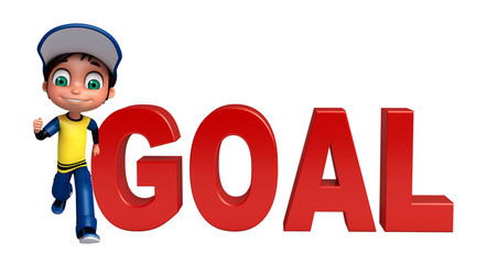 kid boy with goal sign