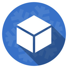 box blue flat design christmas winter web icon with snowflake