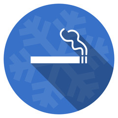 cigarette blue flat design christmas winter web icon with snowflake