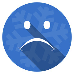 cry blue flat design christmas winter web icon with snowflake