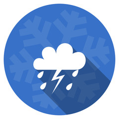storm blue flat design christmas winter web icon with snowflake
