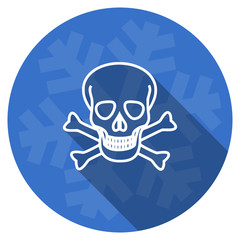 skull blue flat design christmas winter web icon with snowflake