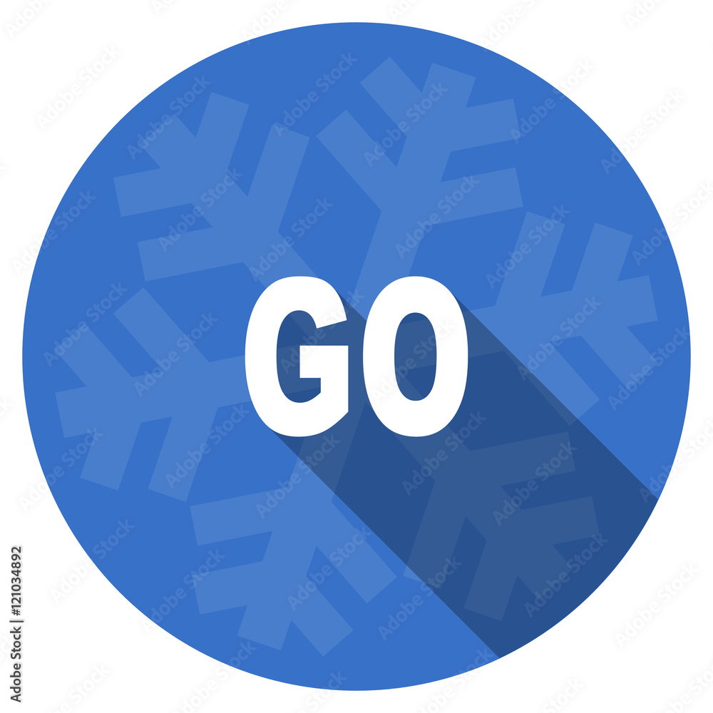 Poster go blue flat design christmas winter web icon with snowflake