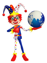 Naklejka premium Clown with Earth