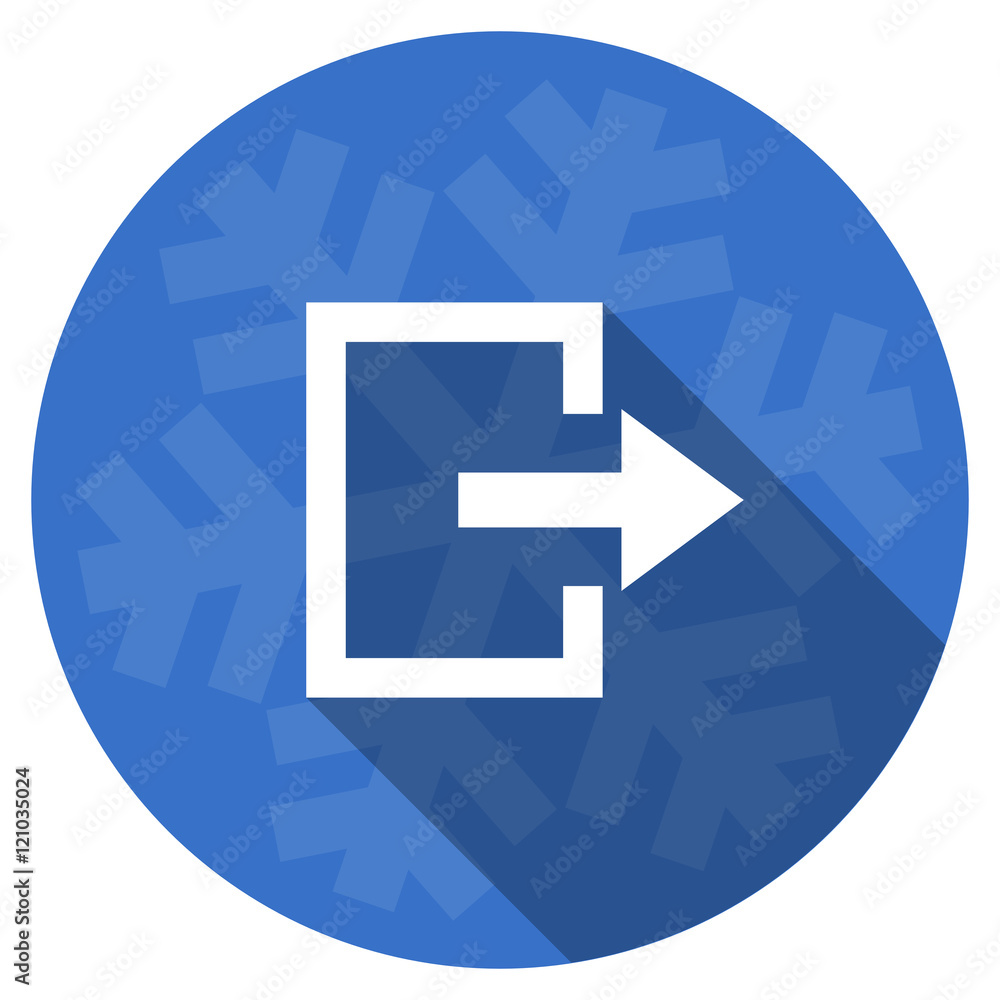 Poster exit blue flat design christmas winter web icon with snowflake
