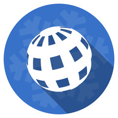 earth blue flat design christmas winter web icon with snowflake