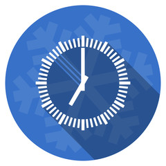 time blue flat design christmas winter web icon with snowflake