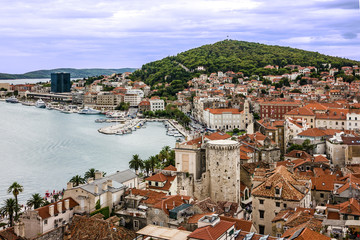 Fototapeta na wymiar Croatia, Split. Town houses panoramic view