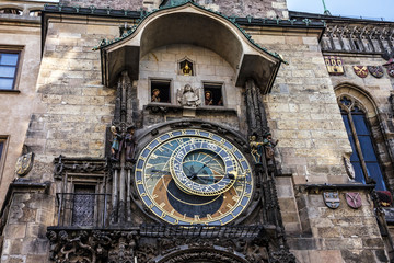 Prague clock tower. Astronomical Clock in Old Town, Czech Republic