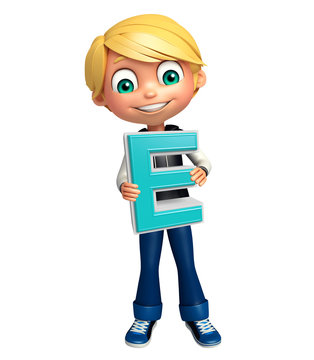 kid boy with E alphabate