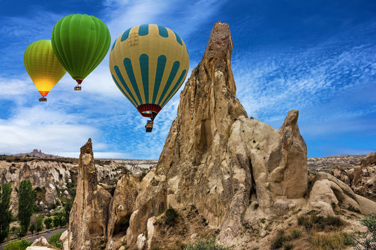 Flying balloons, Goreme, Cappadocia, Turkey.