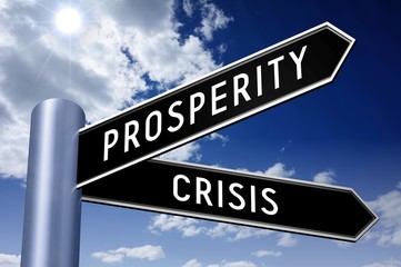 Obraz premium Singpost illustration, two arrows - crisis and prosperity