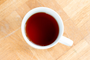 Top view of a cup of tea