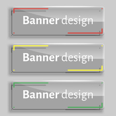 Set of realistic abstract banners with glass elements.