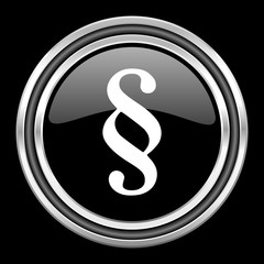 paragraph silver chrome metallic round web icon on black background