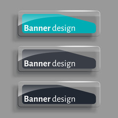 Set of three realistic abstract transparent banners