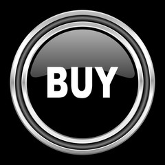 buy silver chrome metallic round web icon on black background