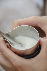Barista making a cup of coffee