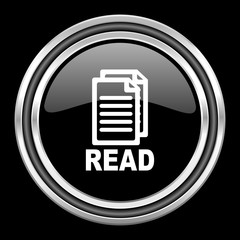read silver chrome metallic round web icon on black background