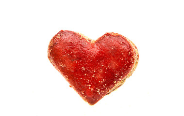 Cookies hearts in red icing isolated