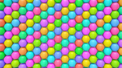 A massive vibrant array of colored golfballs.