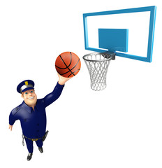 Police with Basket and Basket ball