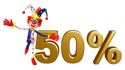 Clown with 50% sign
