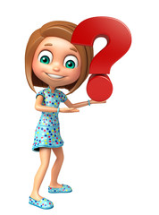 kid girl with Question mark sign
