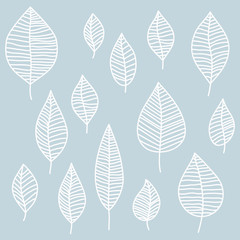 Hand drawn sketches leaves doodle background