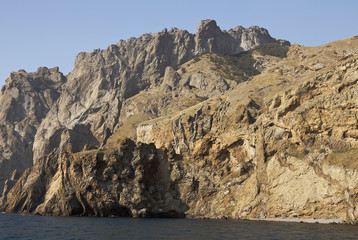 Fototapeta na wymiar Mountain massif of volcanic rock.Kara-Dag.Crimea.