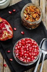Greek yogurt granola Pomegranate parfait