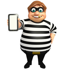 illustration of cartoon thief with tab
