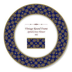 Vintage Round Retro Frame 482 Spiral Cross Flower