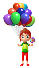 kid girl with Lollypop and Balloon