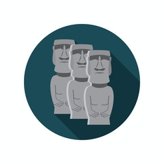 Statues of Easter Island color icon. Flat design