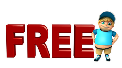 kid boy with Free sign