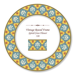 Vintage Round Retro Frame 520 Spiral Cross Flower