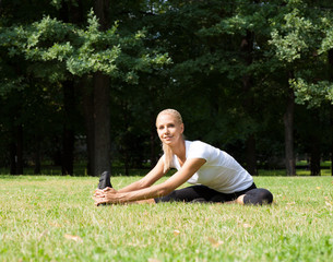 Beautiful woman doing yoga exercises
