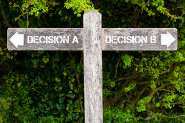 Decision A versus Decision B directional signs