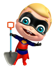 cute superbaby with Digging shovel